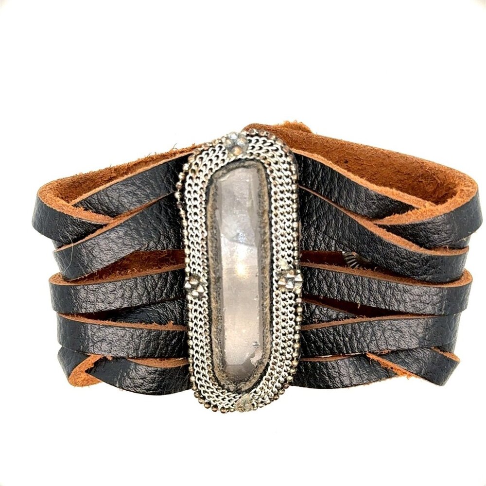 Stone Braided Leather Bracelet (c)‎